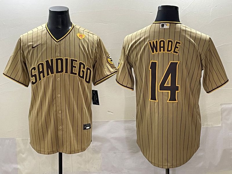 Men 2025 San Diego Padres 14 Wade Brown Stripe Game Nike MLB Jersey style 8